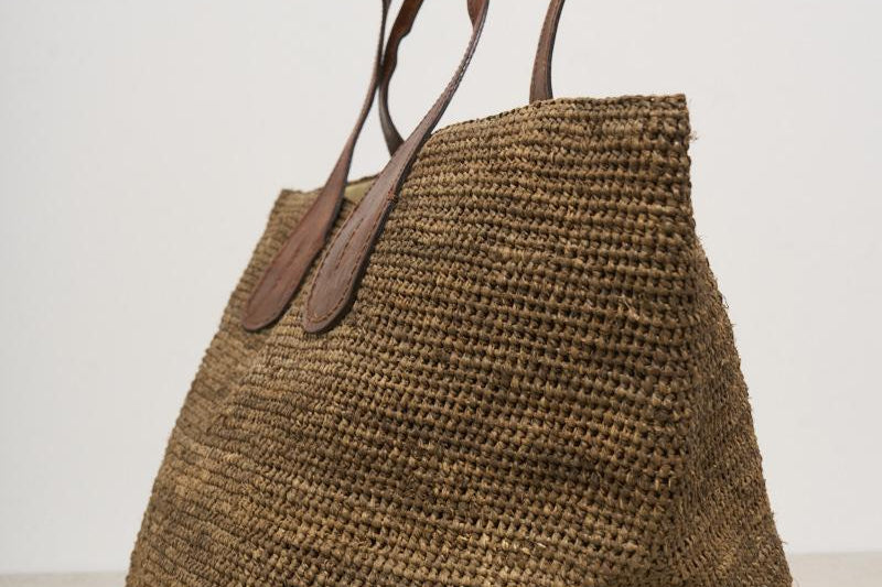 Borsa donna Tokyo in rafia marrone TOKYOII DARKTEA IBELIV 