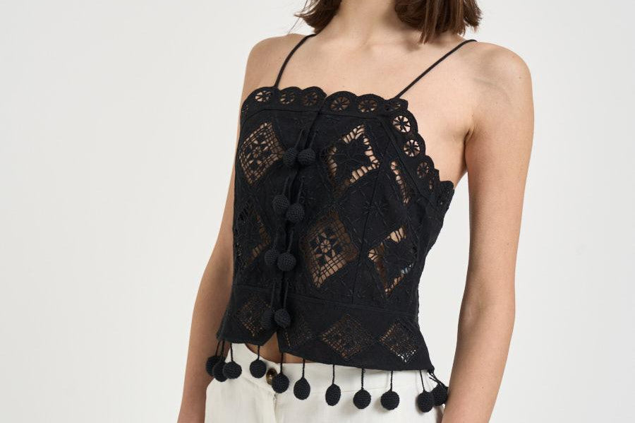 Top donna Nelssy in sangallo nero HT0859FA D2J01IBLACK ISABEL MARANT 