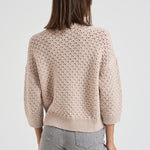 Maglia donna girocollo traforata beige A99314F05 947 PESERICO 