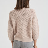 Maglia donna girocollo traforata beige A99314F05 947 PESERICO 