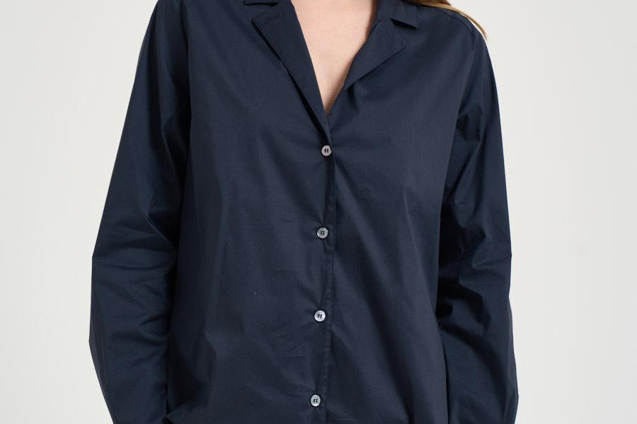 Camicia donna over blu notte L6SK18 N08 LIVIANA CONTI 