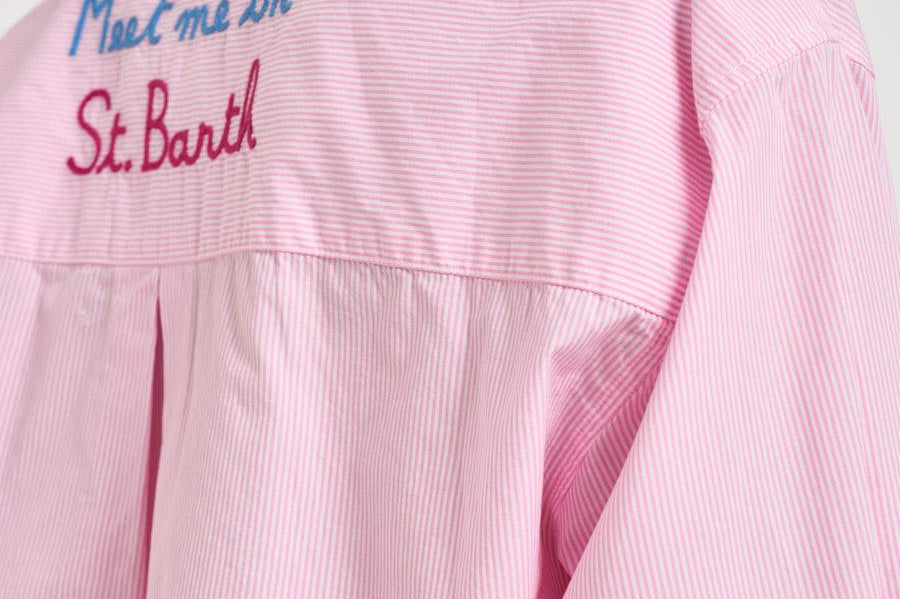 Camicia donna con ricamo rosa CYS0001 MEET21 MC2 SAINT BARTH 