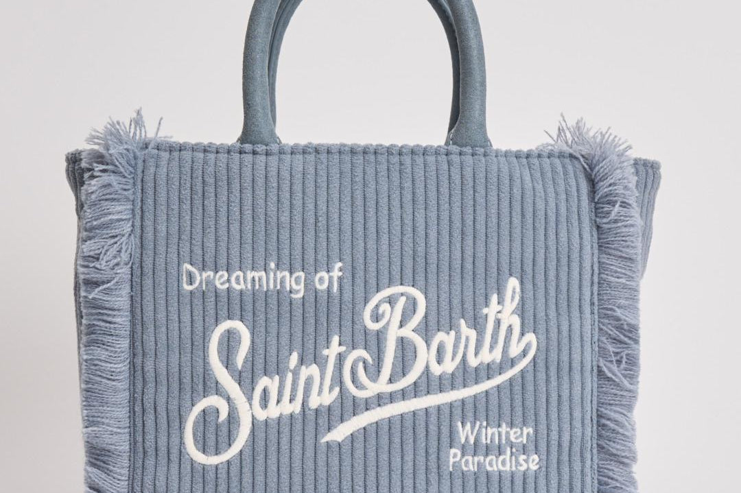 Borsa donna Vanity mini corduroy in velluto a coste celeste VANITYMINI CORD36 MC2 SAINT BARTH 