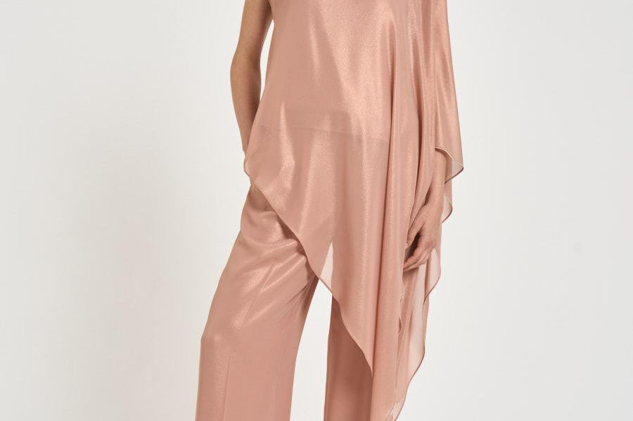 Camicia donna monospalla fluida rosa E06410 157 PESERICO 