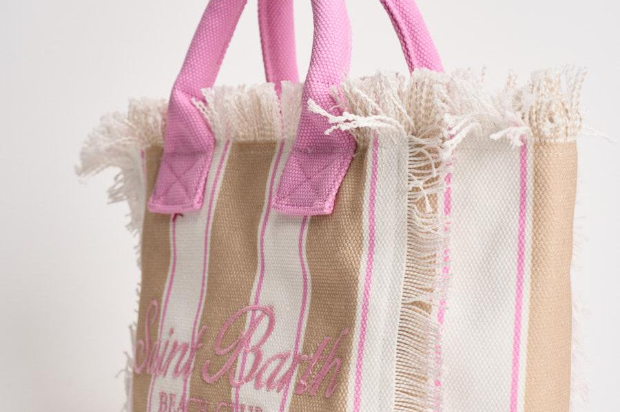 Borsa donna Colette a righe beige e bianca COLETTE 02596L MC2 SAINT BARTH 