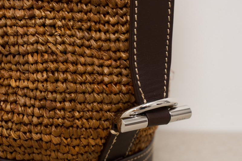 Borsa donna a secchiello in rafia marrone 428955892 002 RALPH LAUREN 