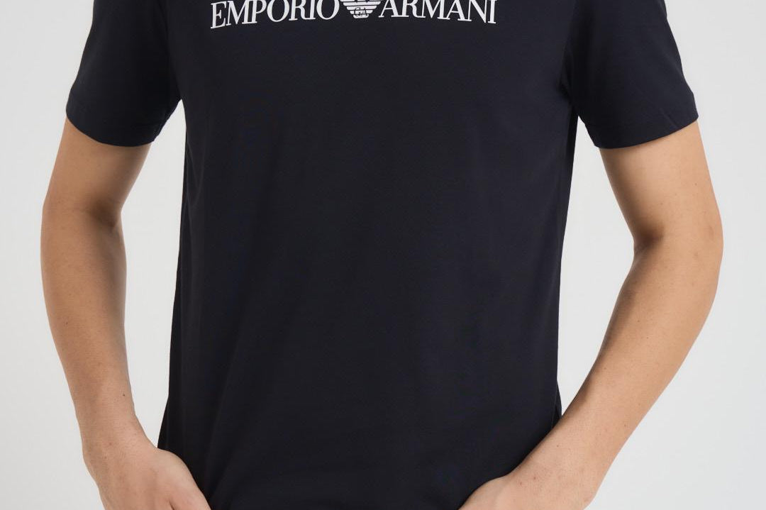 T-shirt in cotone nero<BR/> 8N1TN5 0974 EMPORIO ARMANI 