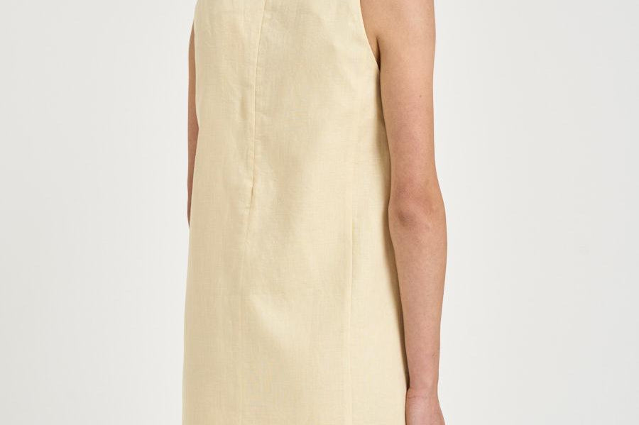Abito donna corto smanicato giallo pastello S6SN18 A41 SEMICOUTURE 