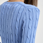 Maglione donna girocollo a trecce celeste 211971869 009 RALPH LAUREN 