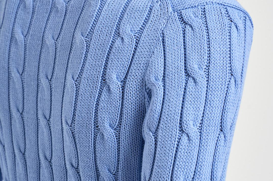 Maglione donna girocollo a trecce celeste 211971869 009 RALPH LAUREN 