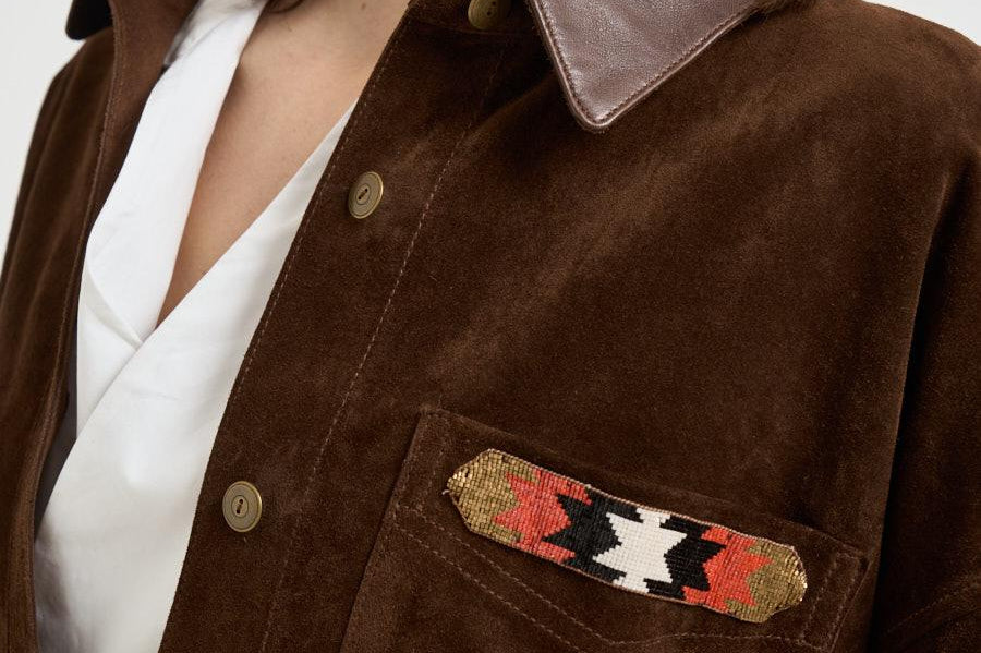 Camicia donna in suede marrone S1177 306 BAZAR DELUXE 