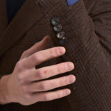 Giacca uomo doppiopetto in check marrone G751MF 408157F SANTANIELLO 