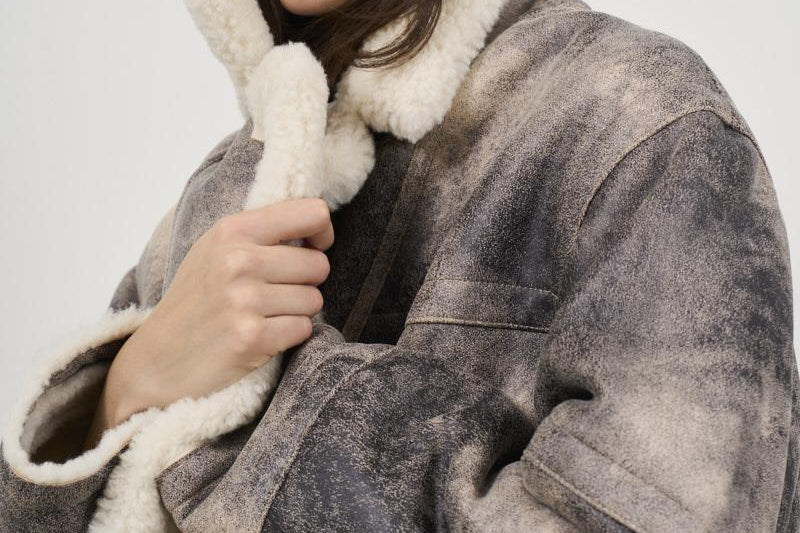 Giubbotto donna in ecomontone grigio vintage LOUISA 66325-9073GREY STAND STUDIO 