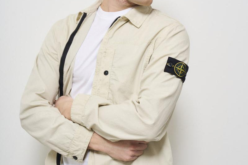 Camicia uomo panna con zip 1200032 S00WNV0195 STONE ISLAND 