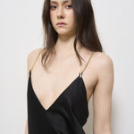 Abito donna lungo Selena Dress nero 625SS6603A BLACK DANAME 