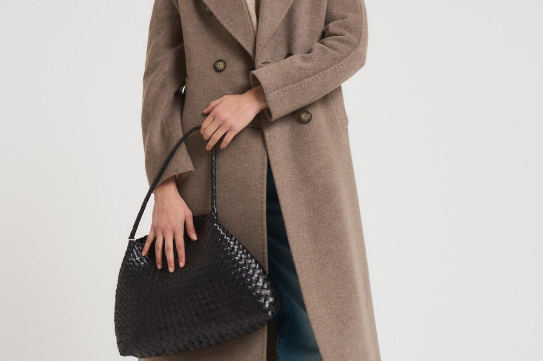 Cappotto lungo donna doppiopetto tortora MYRNA DEBORA81 ACCADEMIE TESSILI 