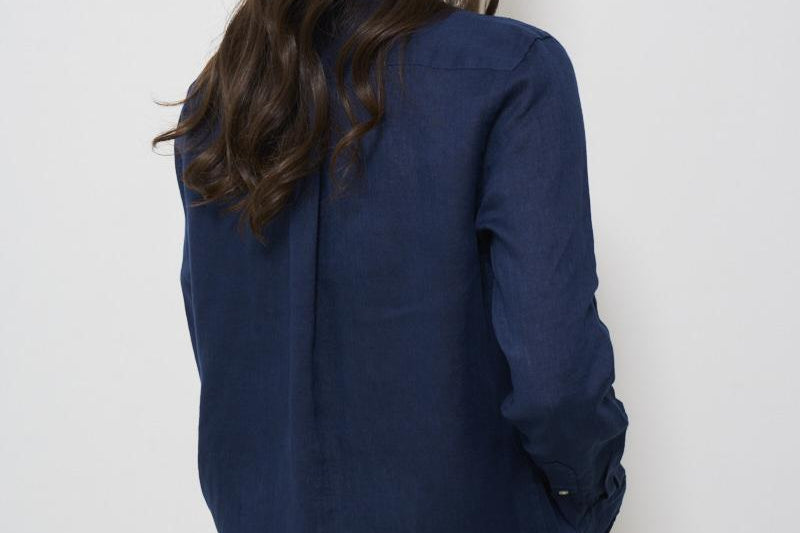 Camicia donna in lino blu 211970730 002 RALPH LAUREN 