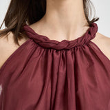 Top donna con torchon intrecciato bordeaux S6SI02 D57 SEMICOUTURE 