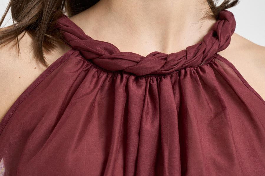 Top donna con torchon intrecciato bordeaux S6SI02 D57 SEMICOUTURE 