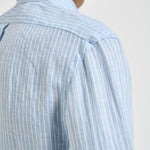 Camicia uomo in lino gessato celeste 710B15647 003 RALPH LAUREN 