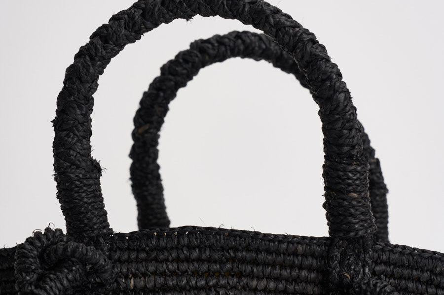 Borsa donna Arona in rafia nera ARONA BLACK IBELIV 