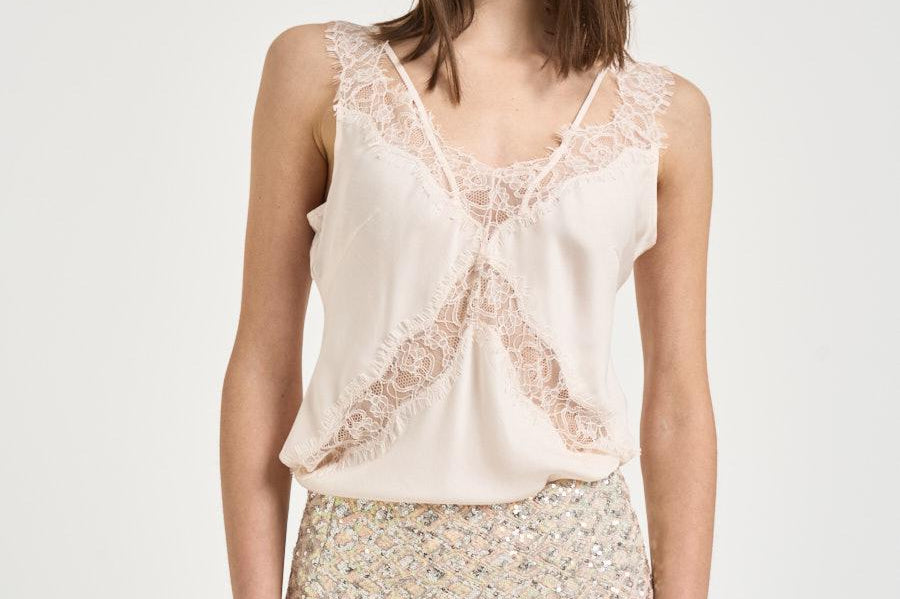 Top donna in stile lingerie cipria 106623A385 LYDIAP97 PINKO 