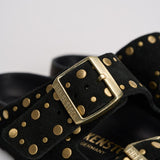 Sandalo donna Arizona nero con borchie oro<BR/> 1027855 BLACK BIRKENSTOCK 