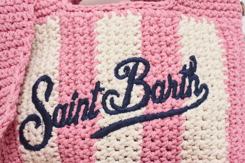 Borsa donna crochet a righe rosa CROCHETBAGMINI 01527H MC2 SAINT BARTH 