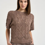 Maglia donna traforata marrone A99079F03 09110149 PESERICO 