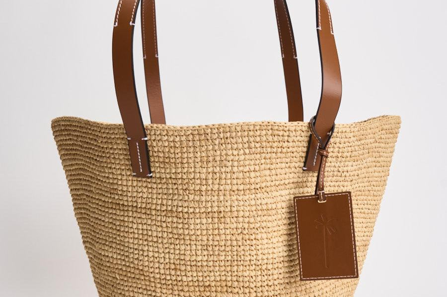 Borsa donna in rafia ecru V8.8DZ NATURAL MANEBI' 