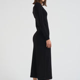 Abito donna lungo con spacco nero D550909 LIME013NERO P.a.r.o.s.h. 