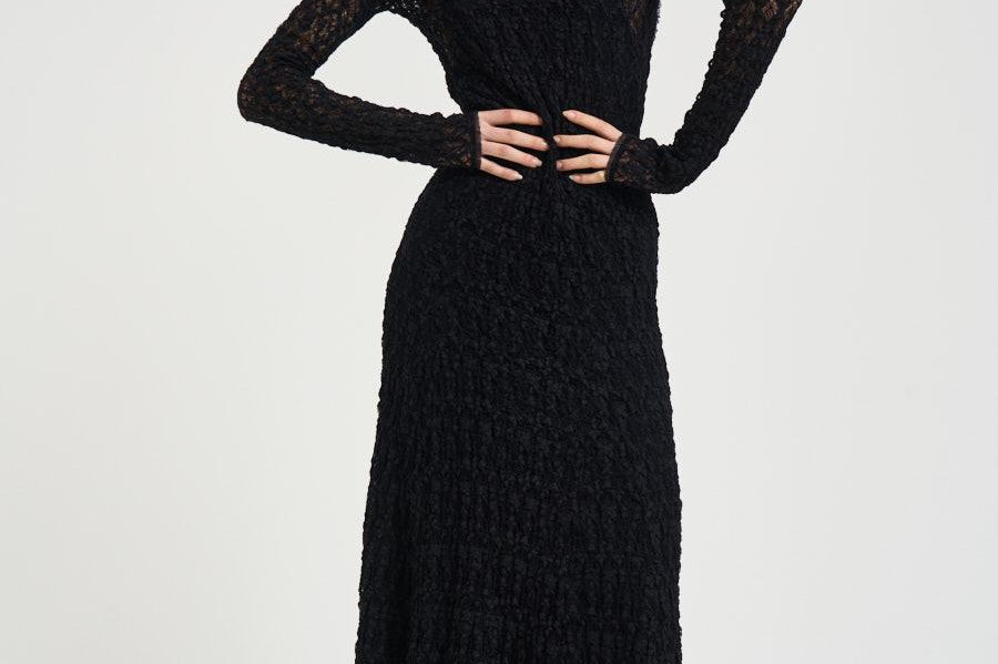 Abito donna in pizzo nero 14896 8001 FORTE FORTE 