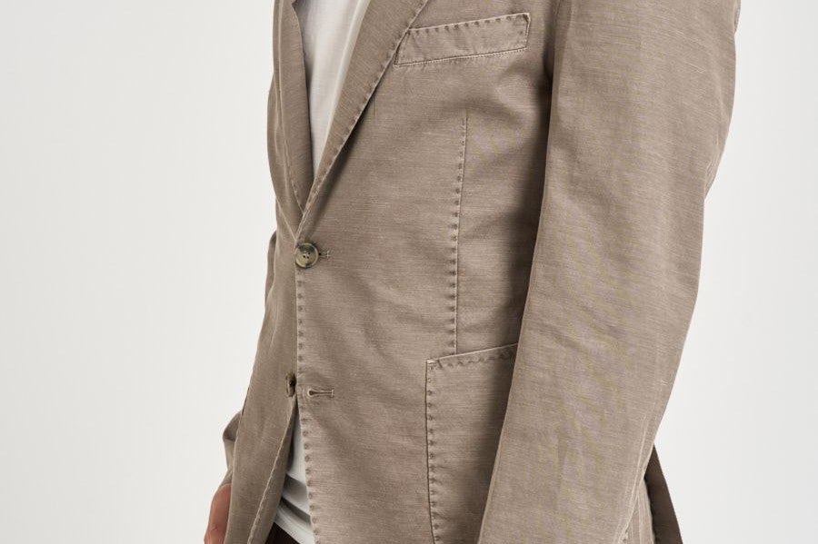 Giacca uomo in misto cotone e lino tortora SERENIOLD R7002FANGO ACCADEMIE TESSILI 