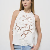 Top donna in popeline bianco ricamato 13606 BIANCO0006 FORTE FORTE 