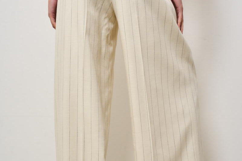 Pantalone donna Lou a palazzo gessato panna 10863 MTL66 ANINE BING 
