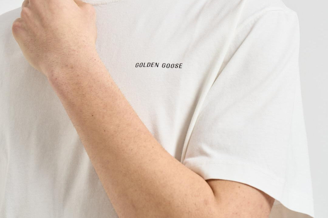 T-shirt uomo girocollo bianca GMP01220 P00238010363 GOLDEN GOOSE 