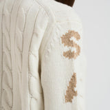 Maglia donna a trecce panna MALMO STB10 MC2 SAINT BARTH 