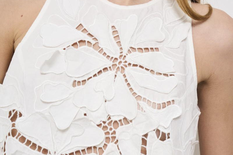 Top donna in popeline bianco ricamato 13606 BIANCO0006 FORTE FORTE 