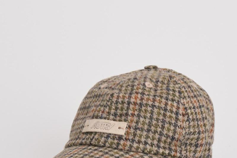 Cappellino uomo in check lana beige ACPU S6BP AUTRY 