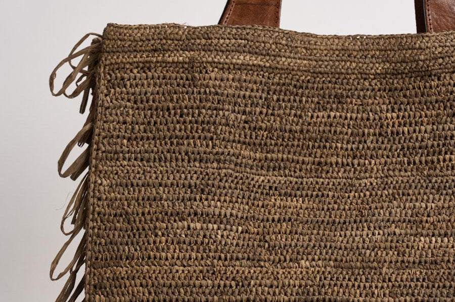 Borsa donna Onja in rafia marrone ONJA DARKTEA IBELIV 