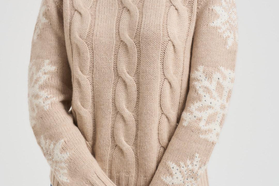 Maglia donna a trecce beige ADLER NORDIC11 MC2 SAINT BARTH 