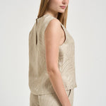 Blusa donna con foglie ricamate oro 5S1023 L9488403 GLANSHIRT 