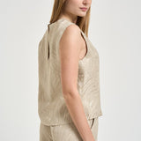 Blusa donna con foglie ricamate oro 5S1023 L9488403 GLANSHIRT 