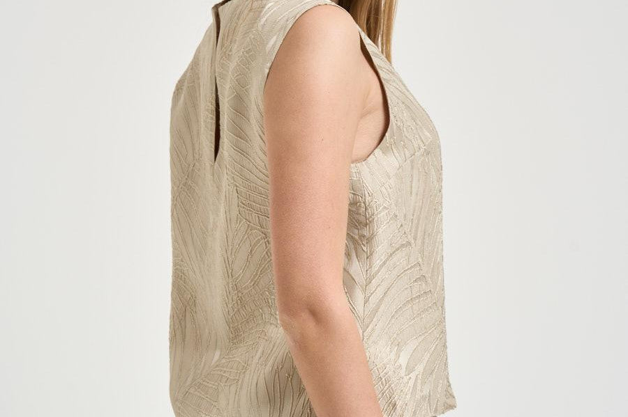 Blusa donna con foglie ricamate oro 5S1023 L9488403 GLANSHIRT 