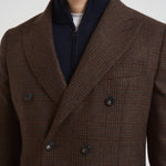 Giacca uomo doppiopetto in check marrone G751MF 408157F SANTANIELLO 