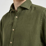 Camicia uomo in lino verde J66TNP UU2 ACCADEMIE TESSILI 