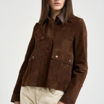 Giacca donna in suede marrone S1180 306 BAZAR DELUXE 