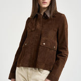 Giacca donna in suede marrone S1180 306 BAZAR DELUXE 