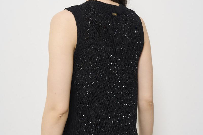 Gilet donna in maglia nero con glitter MG000167D 9300 HERNO 