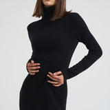 Abito donna lungo con collo alto nero 2025346 BLACK LISA YANG 